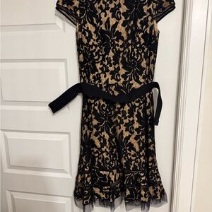 Tadashi Shoji Black and Tan Lace Dress